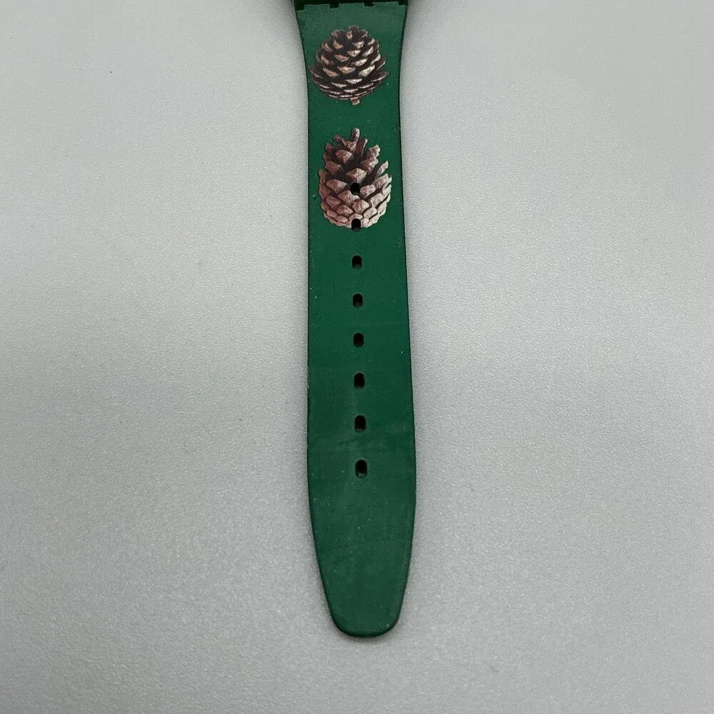 Swatch Pinezone Mens Watch 34mm Green Pinecone Plastic strap New battery